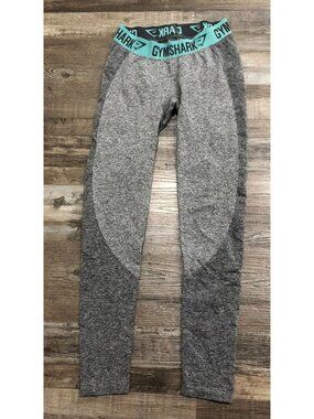 Gymshark Flex Low-Rise Leggings Medium Gray & Teal Blue Athletic Compression